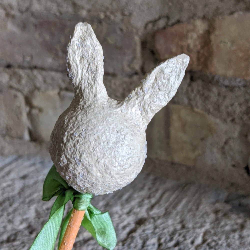 Primitive Artist-Made Folk Art Easter Spring Rabbit Stick - Picture 6 of 8